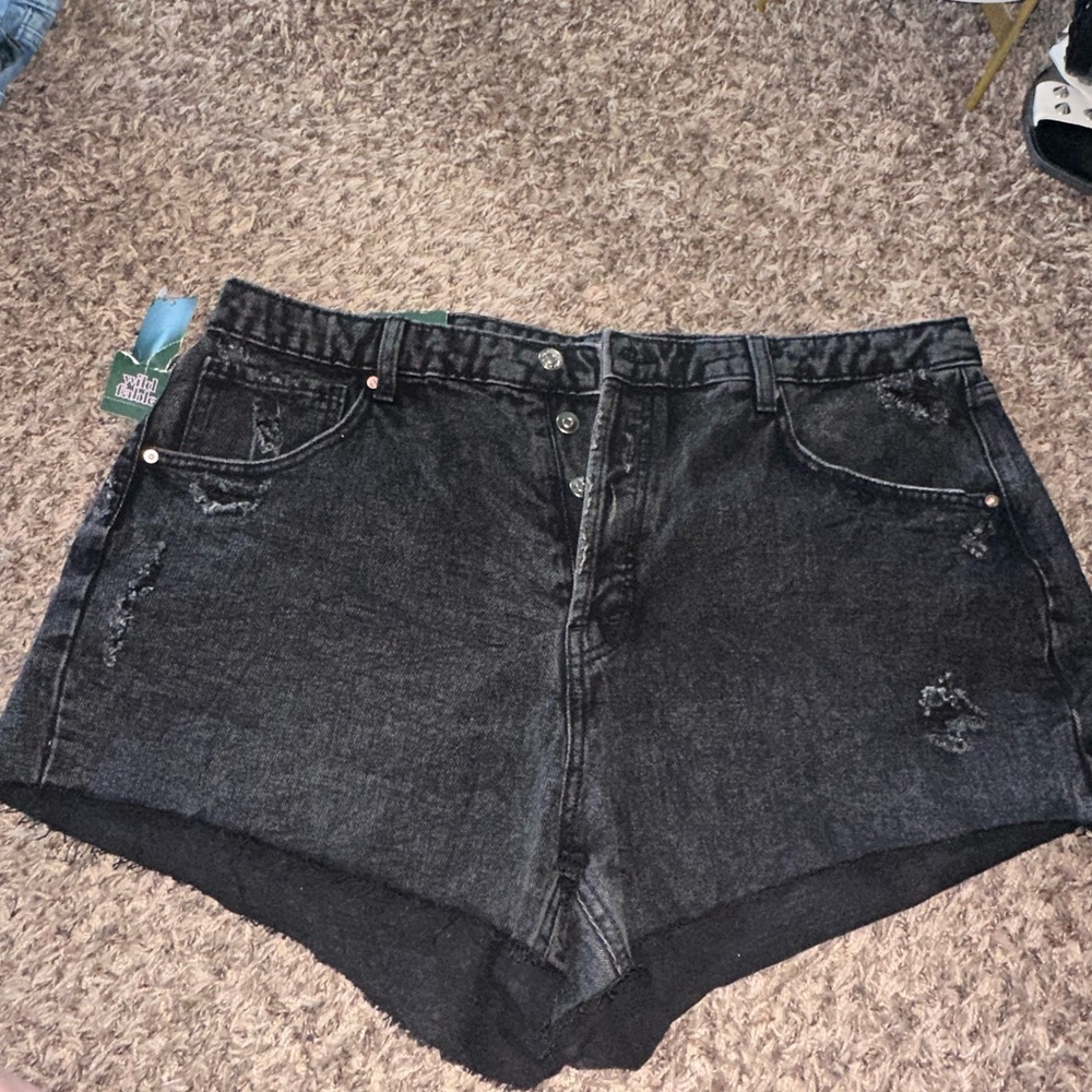 Wild Fable Black Jean Shorts High-Waisted Frayed Hem